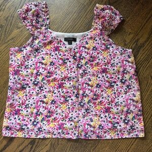 J Crew Button Down Floral Tank Top